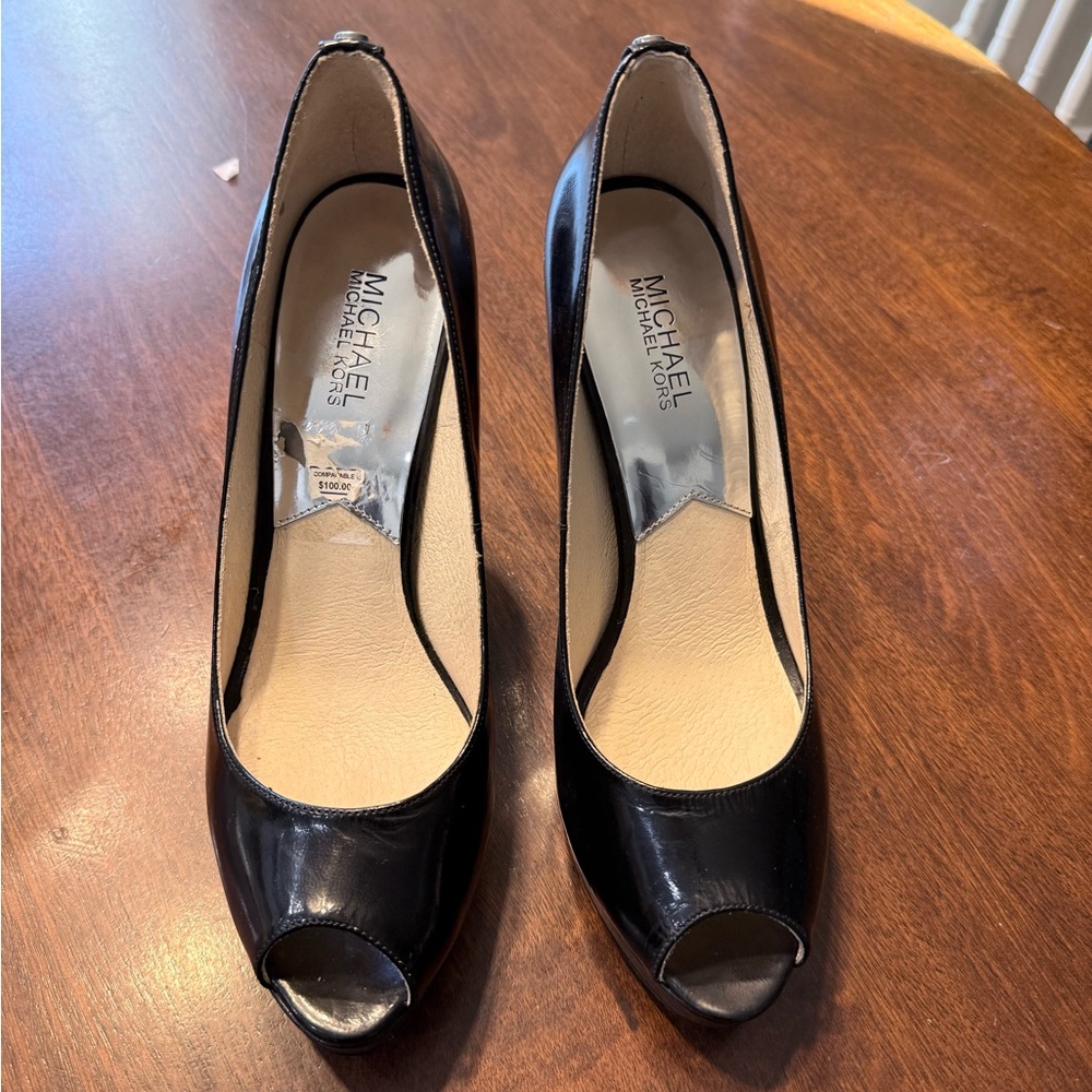 Michael Kors Black Peep Toe Heels